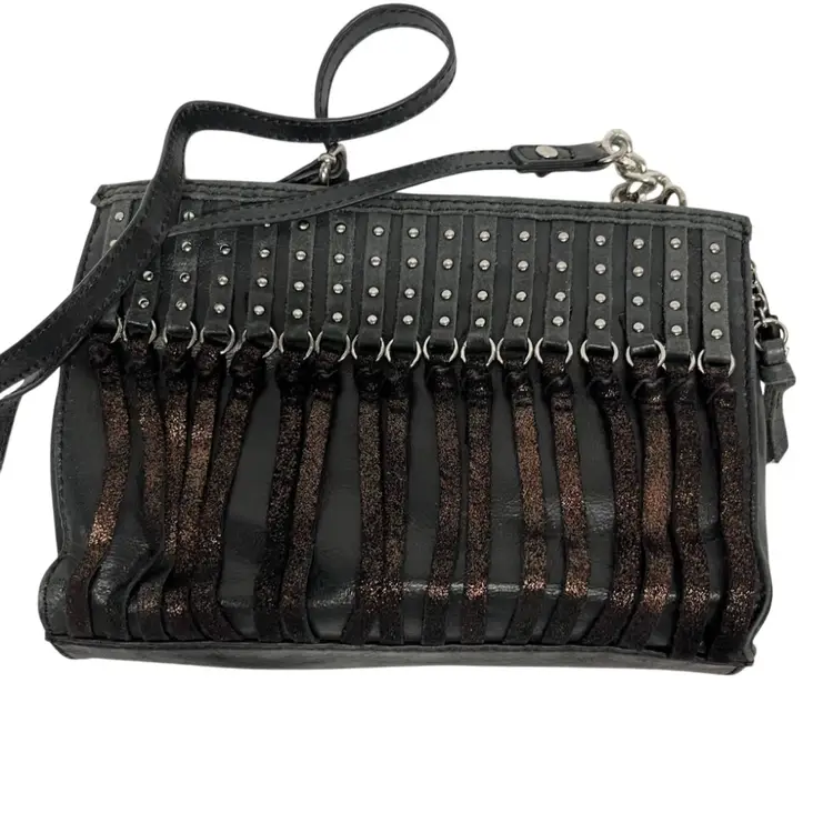 Zelda - Black Leather And Hair Purse