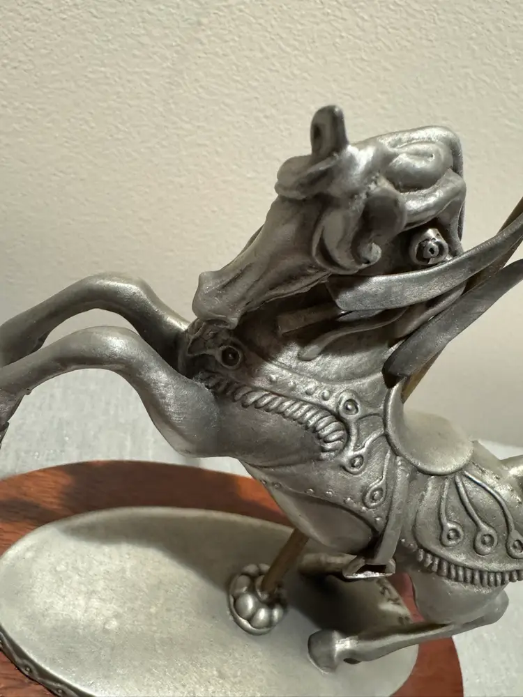 Viny 1978 pewter Carousel Horse Sculpture Signed by Rebecca Sylvan (R. Sylvan)
