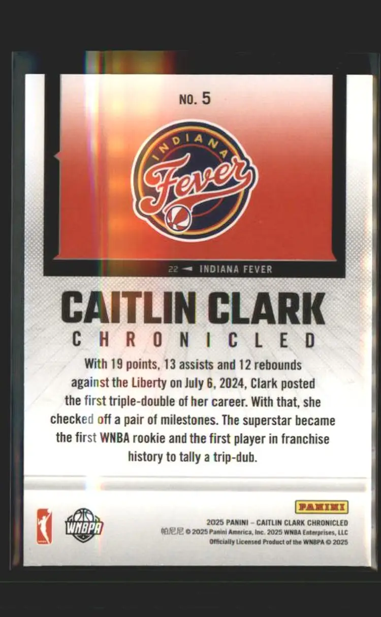2025 Panini Caitlin Clark Chronicled #5 Caitlin Clark - (137) - Indiana Fever