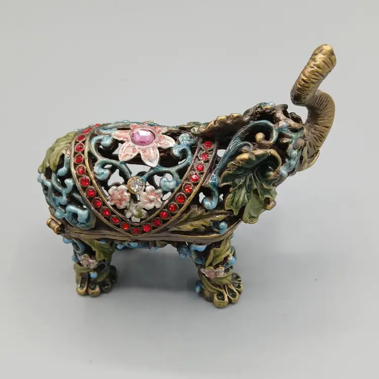 Jerel Bejeweled Elephant Trinket Box, Trunk Up