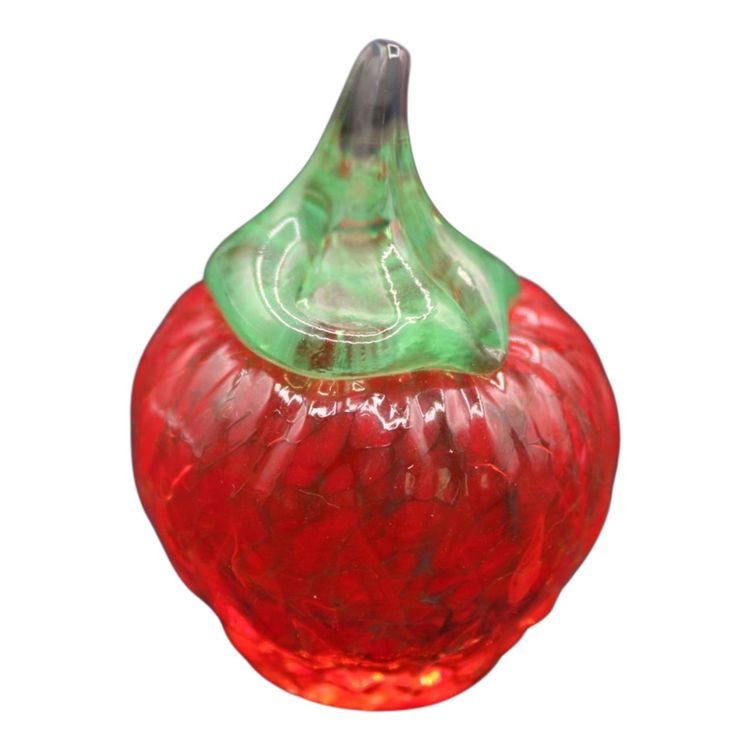 Glass Works Strawberry Paperweight 2. 1/2” Tall 3.2oz