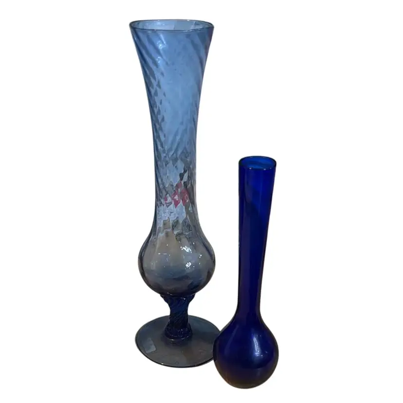 Vintage Glass Blue Vases