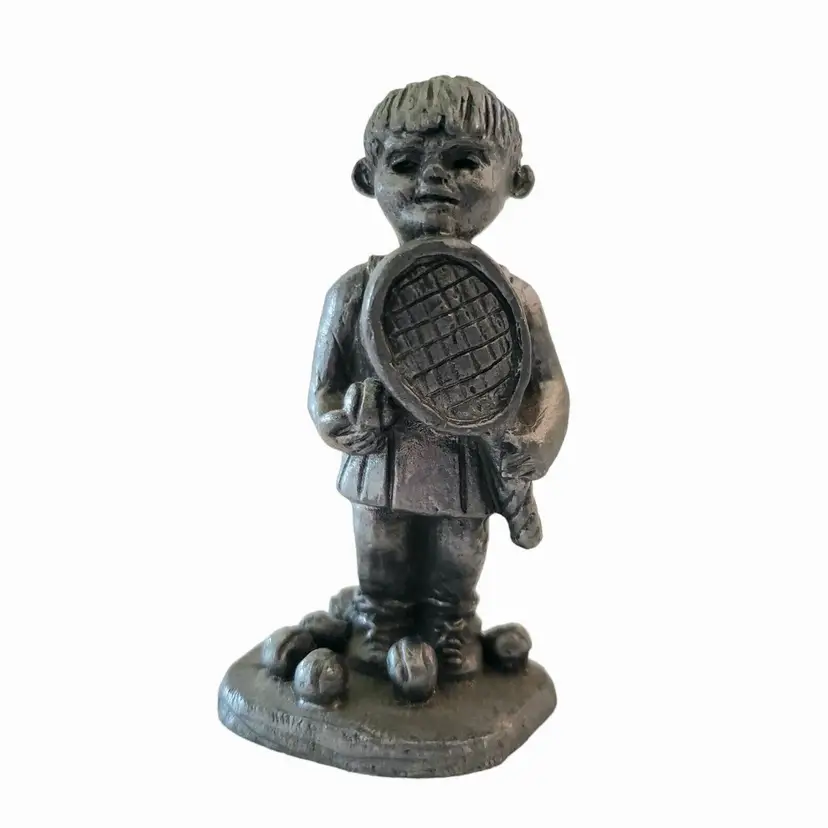 Pewter Michael Ricker Female Tennis Player Solid Figurine Statue Signed Vintage