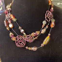 Chico’s Metal And Glass Birthday Cake Bead Statement Piece Necklace