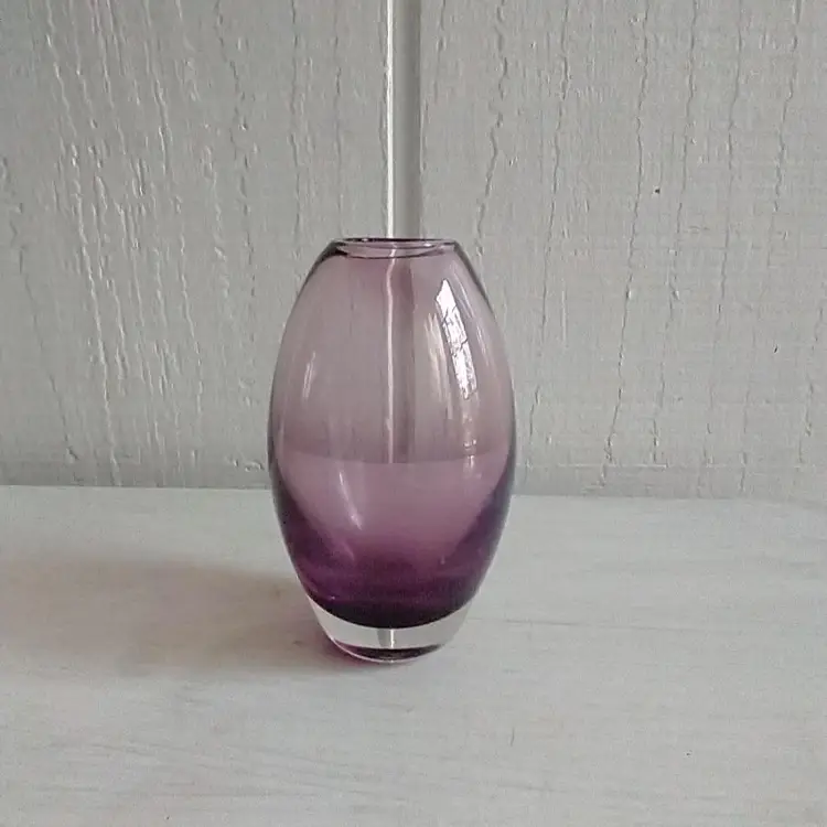Vintage Pilgrim Glass Company Ken Benson Design Hand Blown Purple Amethyst Bud Vase