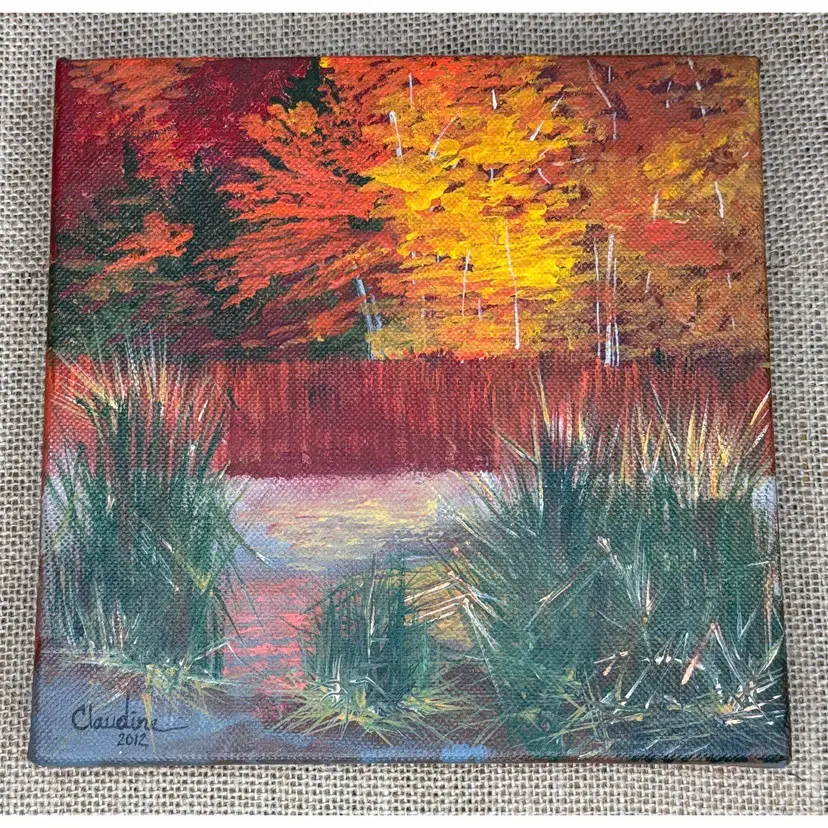 On My Way Home By Claudine Jones Painting Still Water Hudson Valley 8 x 8 In