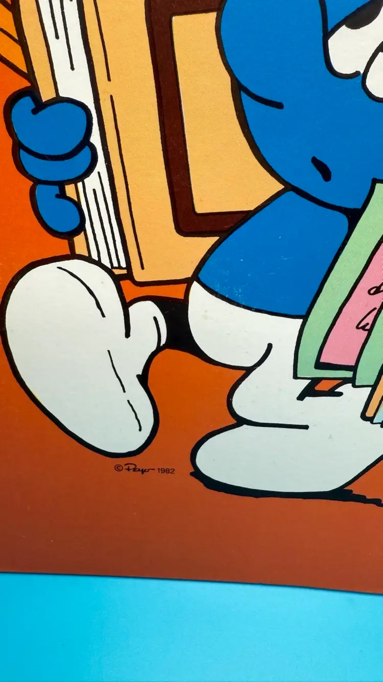Vintage 1982 Mead Smurf Pocket Folder Time To Get Smurfin!