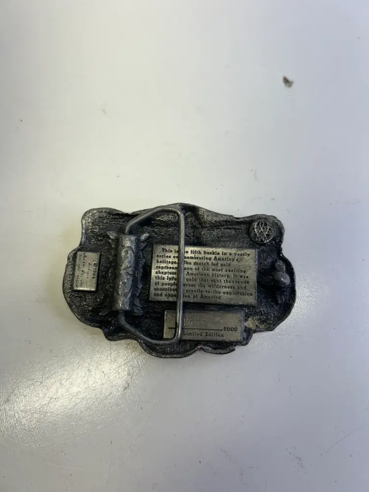 Vintage Siskiyou Limited Edition Pewter Belt Buckle American Historical Gold Rush 1984