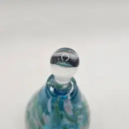 Art Glass perfume bottle with stopper Speckled blue green