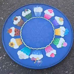 Studio Art CUPCAKES 12 Month Representations Hand Painted 12⅞" Plate Signed Chris 2011