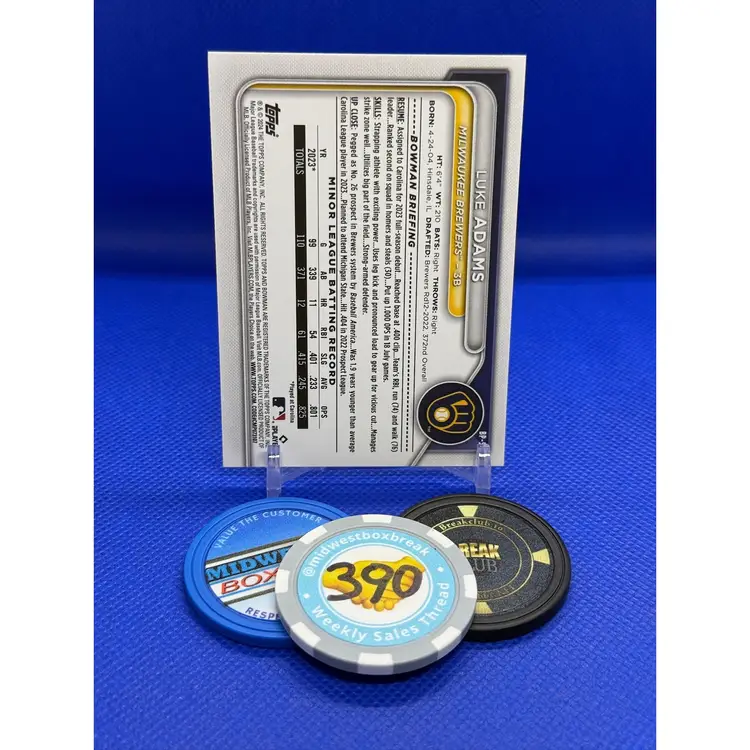 Luke Adams - 2024 Bowman Paper 1st - Milwaukee Brewers - Purple Pattern /199