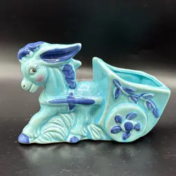 Vintage Donkey Pulling Cart Planter