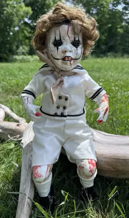 Horror Doll Edgar Creepy Horror Scary Halloween Doll OOAK (One Of A Kind) 16” Tall & Hand Painted Stage Prop or Halloween Decoration