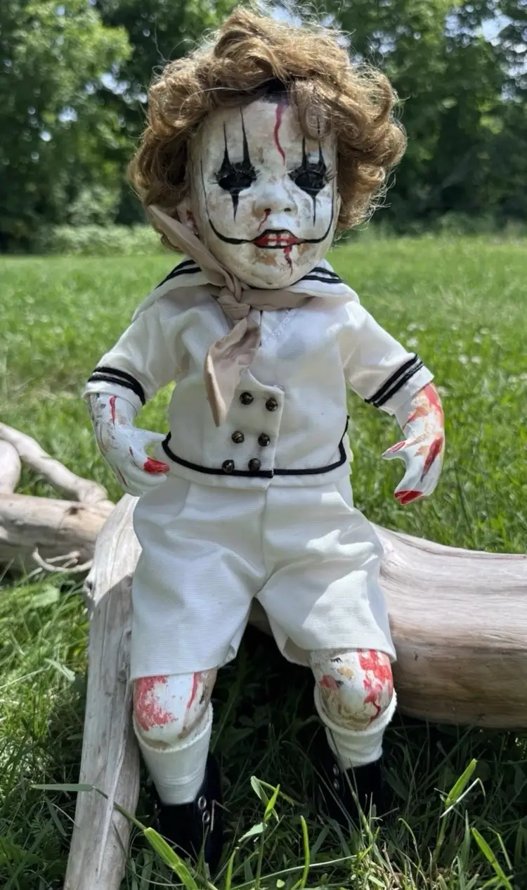 Horror Doll Edgar Creepy Horror Scary Halloween Doll OOAK (One Of A Kind) 16” Tall & Hand Painted Stage Prop or Halloween Decoration