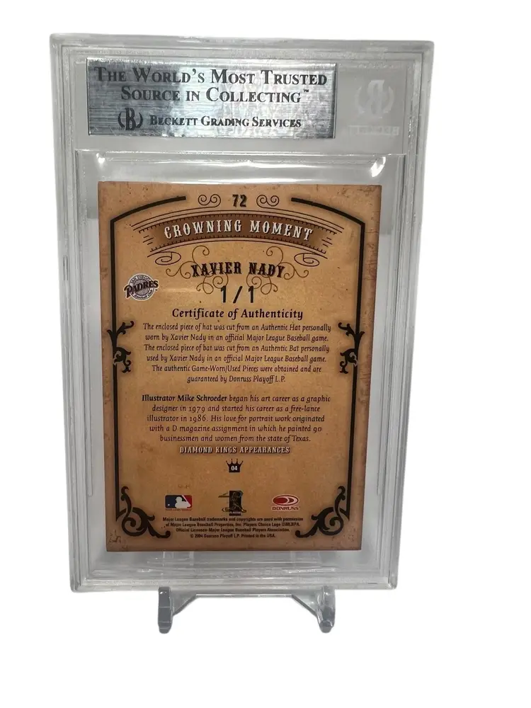 2004 Xavier Nady Diamond Kings 1/1 Materials Framed Black Platinum Becket 8.5