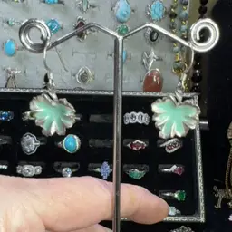 Sterling Silver & Enamel Leaf Pierced Earrings - Tested On Live