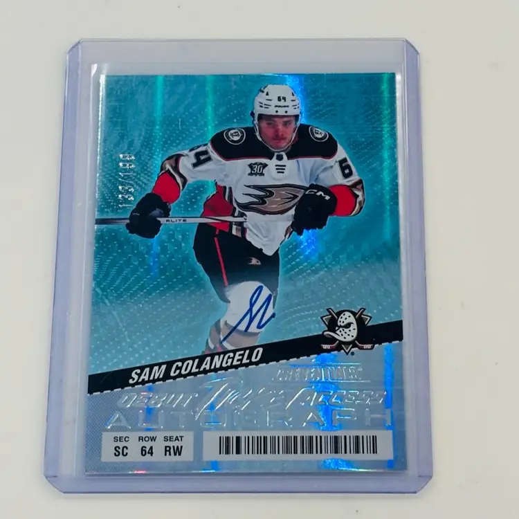 2024-25 Sam Colangelo Upper Deck Credentials Debut Ticket Access Auto /199 Ducks