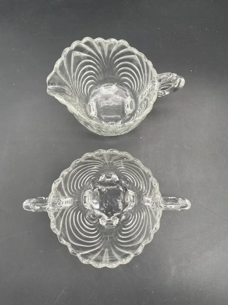 Vintage Cambridge Caprice Clear Glass Creamer & Sugar Set