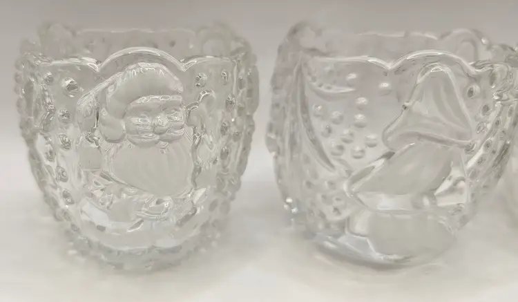 Godinger Glass Christmas Votive Holders--Set of 3