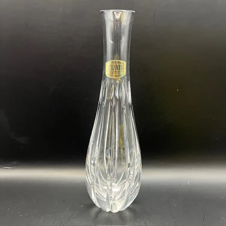 Lead Crystal Atlantis Vase Made in Portugal - Signed 8" tall