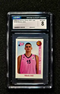 2014 School Shop ABA Liga NIKOLA JOKIC #129 Sticker Pre-Rookie CGC 8 NM-MINT