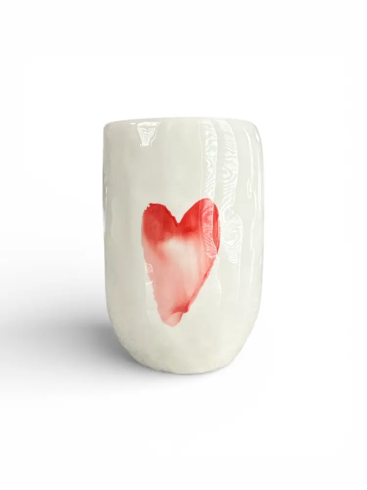 White Ceramic Heart Vase