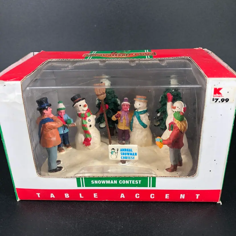 Vintage Lemax Christmas Village Snowman Contest with Box