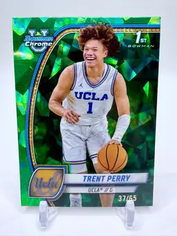 Trent Perry 2024-25 Bowman U Chrome Sapphire #67 Basketball 1st Bowman Green /65