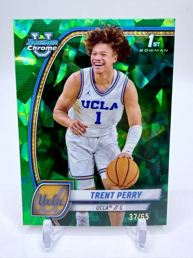 Trent Perry 2024-25 Bowman U Chrome Sapphire #67 Basketball 1st Bowman Green /65