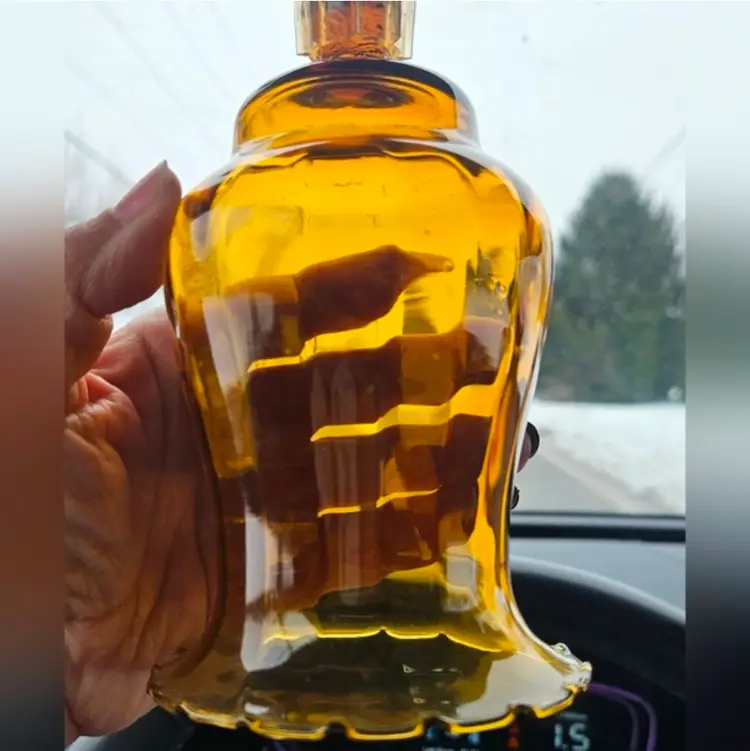 Vintage Home Interiors Amber Glass Tulip 6" votive holders(2)