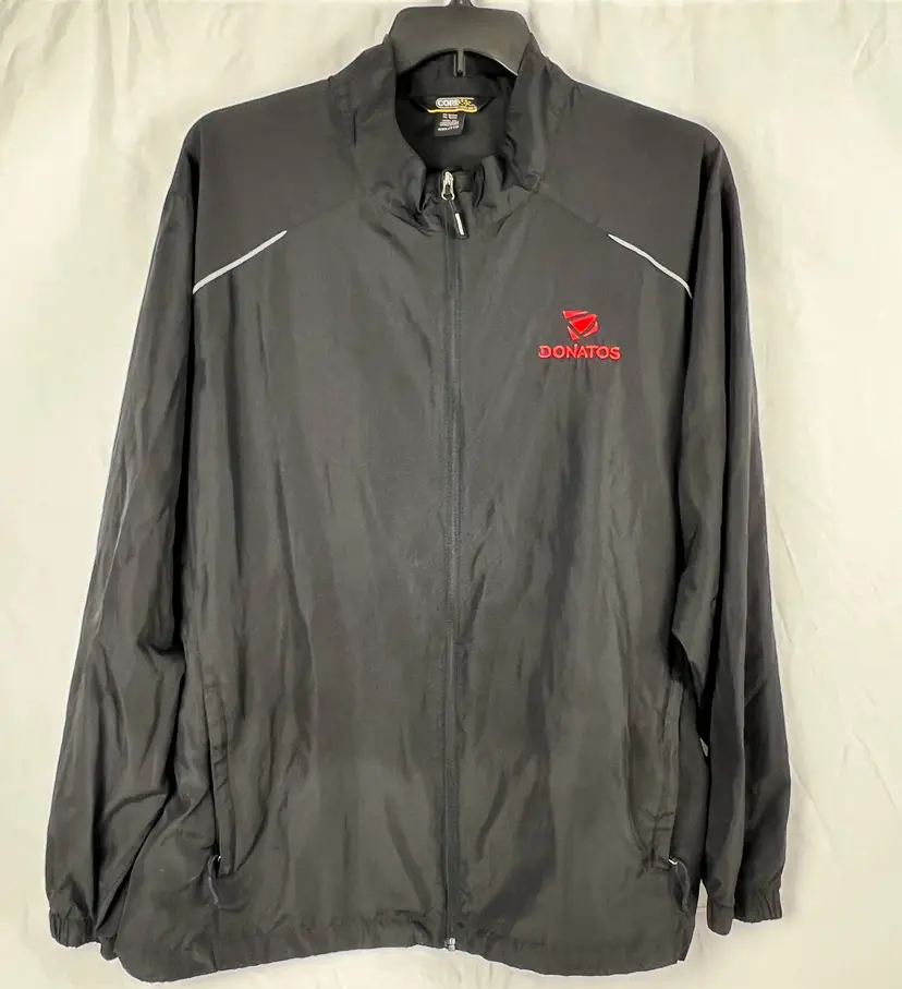 Donatos Full Zip Black Windbreaker Jacket Lightweight Workwear