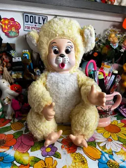 Vintage Yellow Animal Plus 1977 Monkey Plush