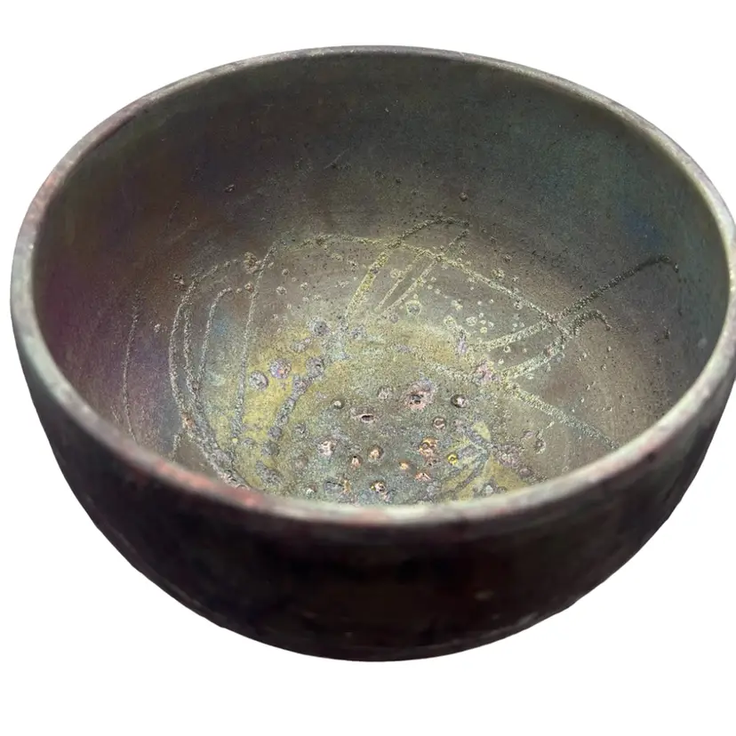 Shu-Chen Cheng Raku Large Pottery Bowl 5.5”x 9”