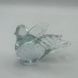 Vintage Clear Art Glass Bird Figurine, 3” Tall x 4” Wide