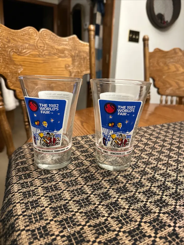 1982 World's Fair Knoxville, TN McDonald's Drinking Glasses-Set of 2