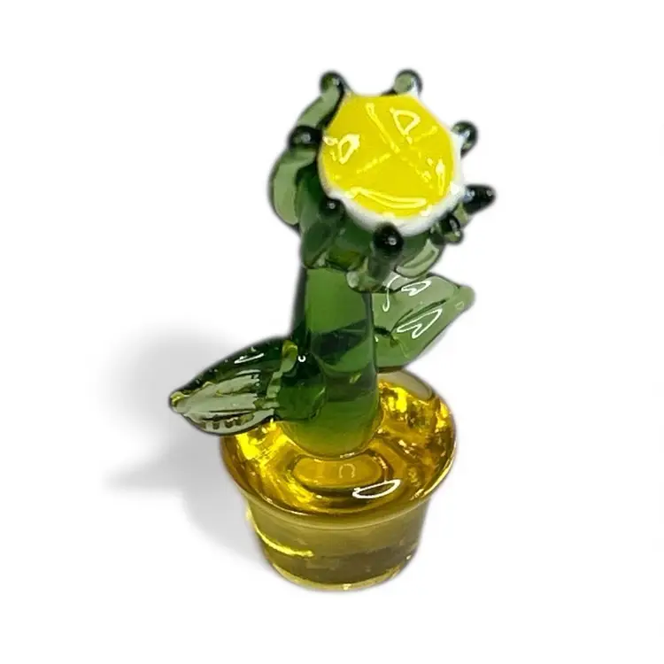 Mini Handblown Closed Flower Art Glass Figurine And Christmas Stocking