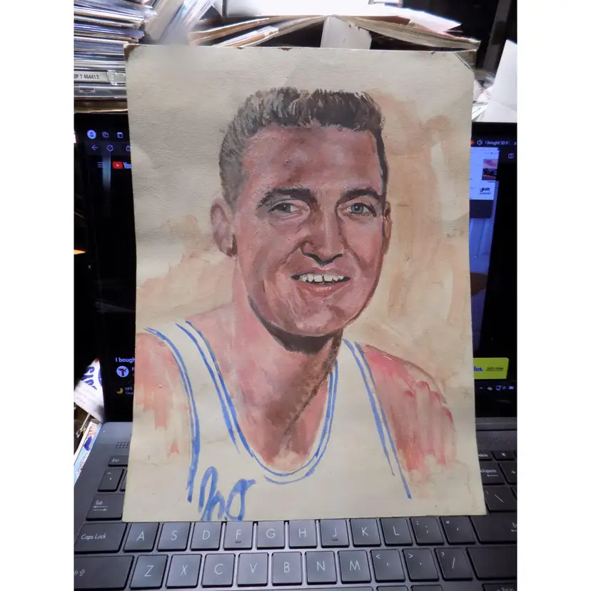JERRY WEST NBA HOF HAND PAINTED LIKENESS