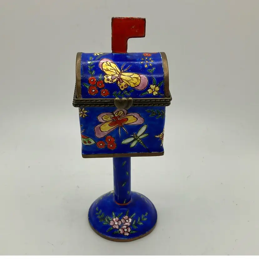 Metal Mailbox Stamp Dispenser W/ Dragonflies, Butterflies, & Flowers