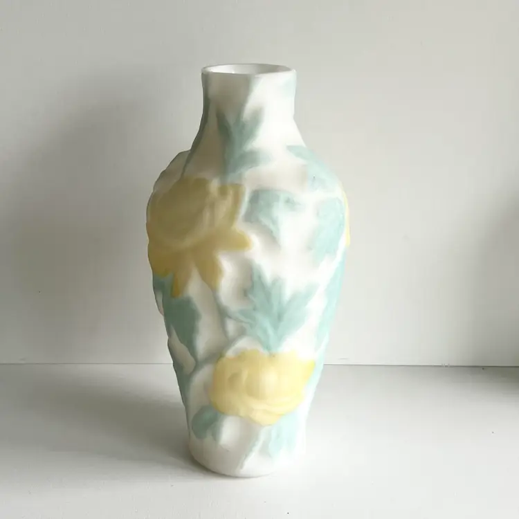 Phoenix Consolidated Milk Glass Cameo Vase - As Is