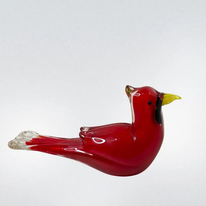 Cardinal Paperweight Figurine Bright Cherry Red 7” Long