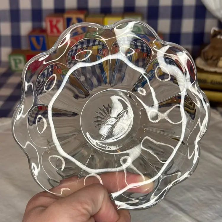 Glows! Three Pre-1958 Heisey Glass Flower Petal Plates.