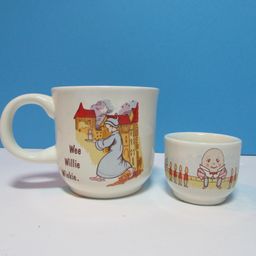 vintage Poole children's nursery rhymes cup and egg cup Humpty Dumpty and Georgie Porgie and Wee Willy Winkie