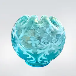 Fenton Blue Opalescent Spanish Lace Rose Bowl