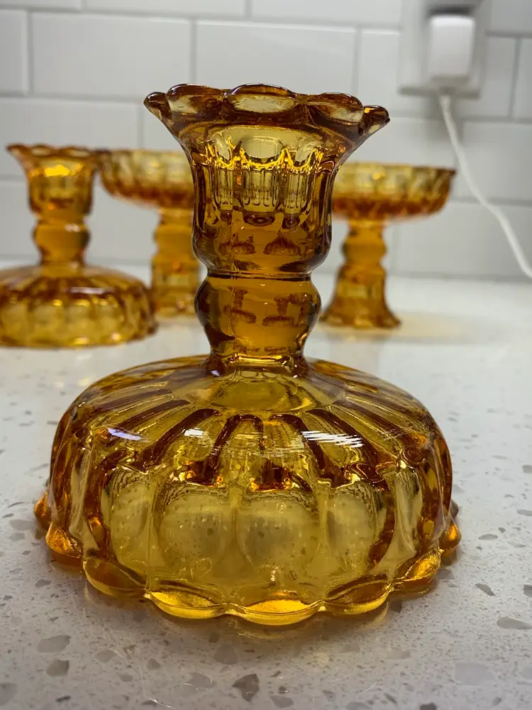 4 Fenton Dual Purpose Small Dish Or Candlestick Holders