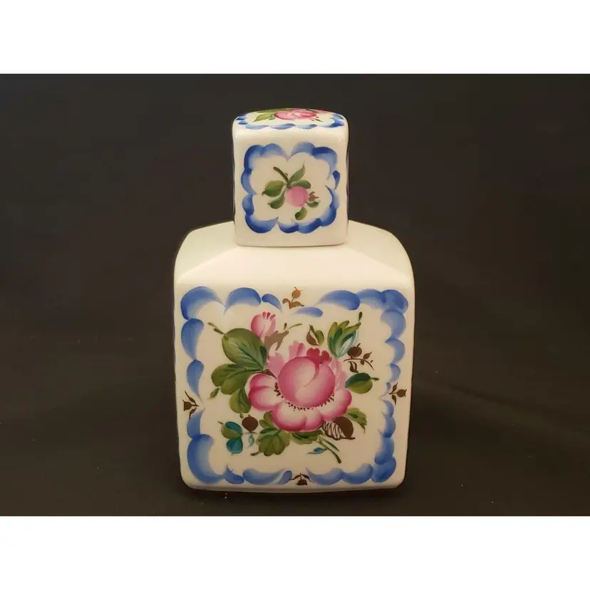 Porcelain Tumble Up Bedside Carafe Set Handpainted from USSR 6" tall approximately Vintage