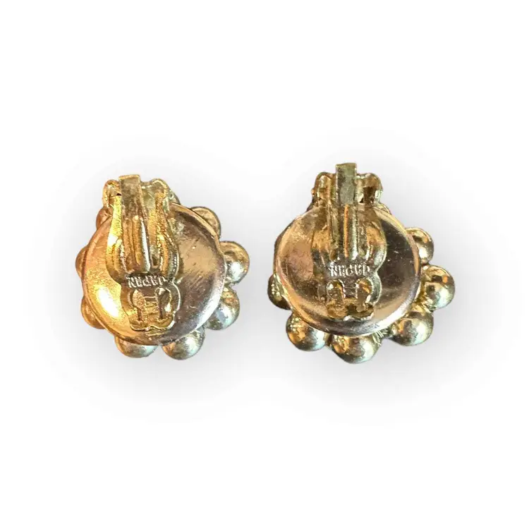 Japan Vintage Goldtone Beaded Clip on Earrings