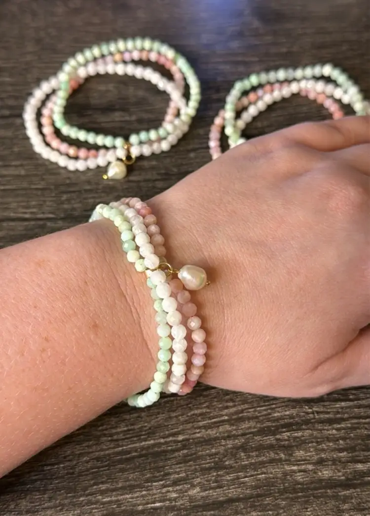 Designed by Cate! Joy & Journey - Chrysoprase, moonstone, pink opal