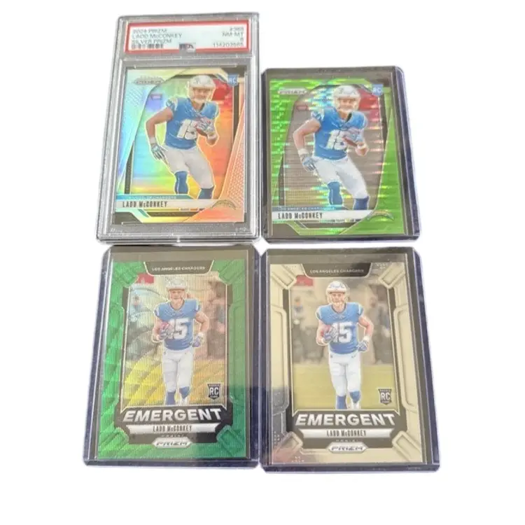 2024 Prizm Ladd McConkey Rookie Silver PSA 8/Green Pulsar/Green Wave/Base! Los Angeles Chargers