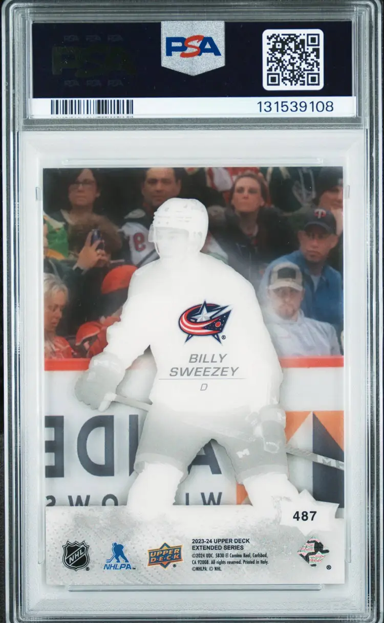 2023-24 Upper Deck Billy Sweezey Acetate Young Guns Graded PSA 8 (Columbus Blue Jackets)