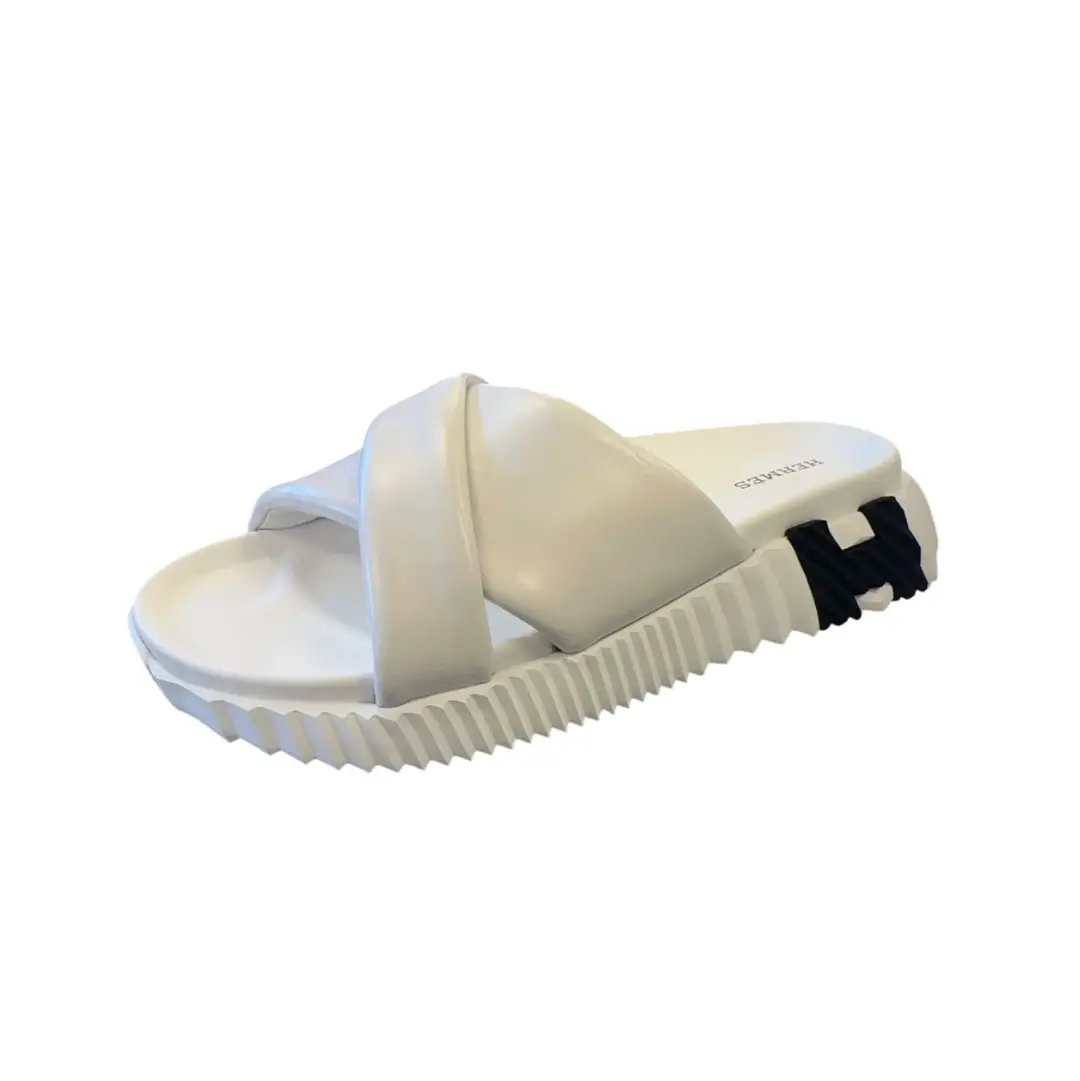 Hermes White Nappa Infra Sandal SZ 37.5